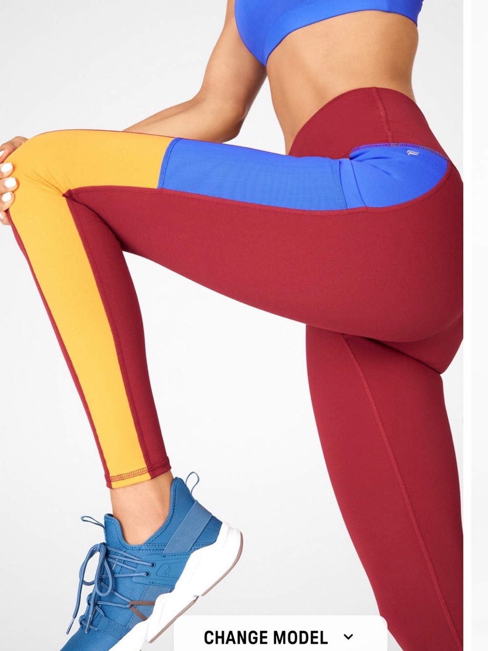 Fabletics On-The-Go PowerHold High Waisted Retro Colorblock Leggings Medium
